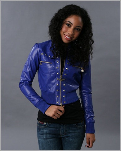 blue leather jacket womens