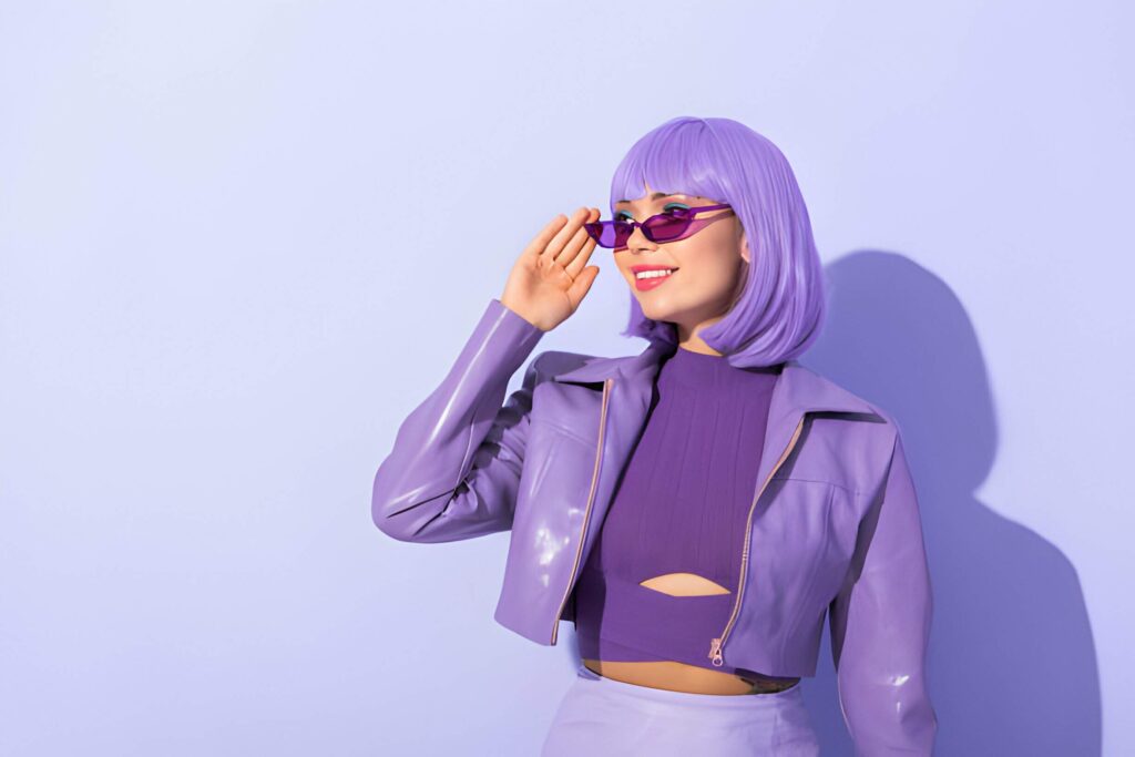 purple leather jacket