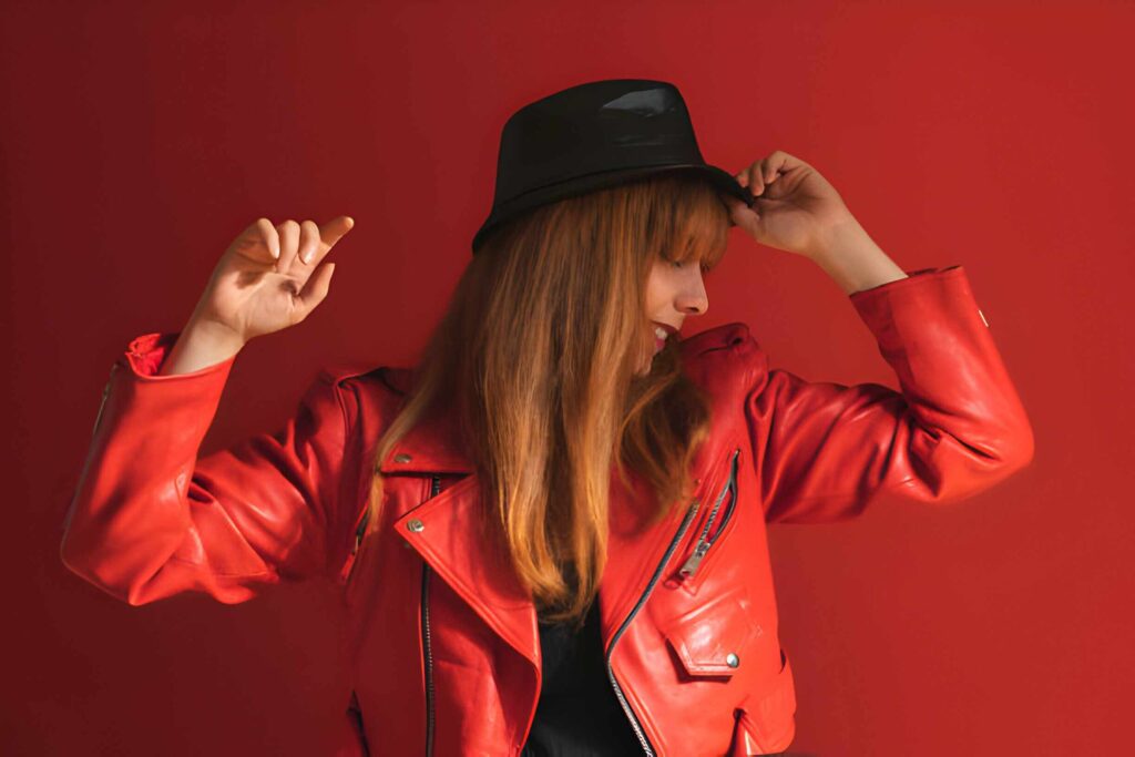 red leather jacket