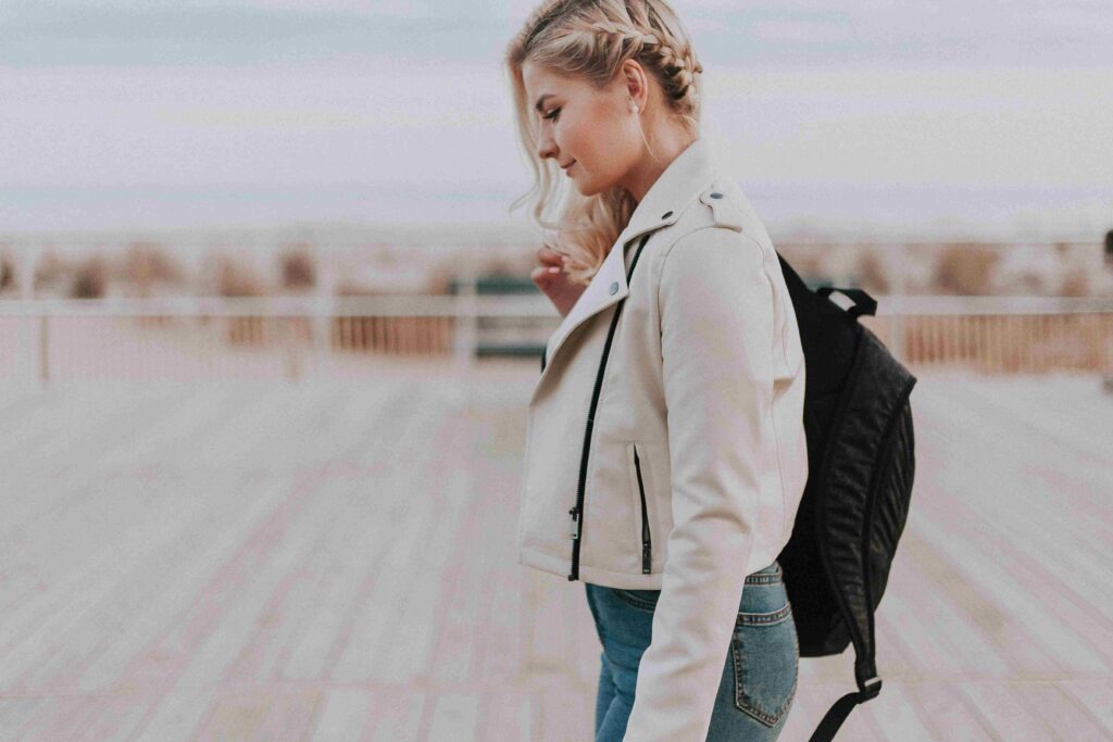 white leather jacket