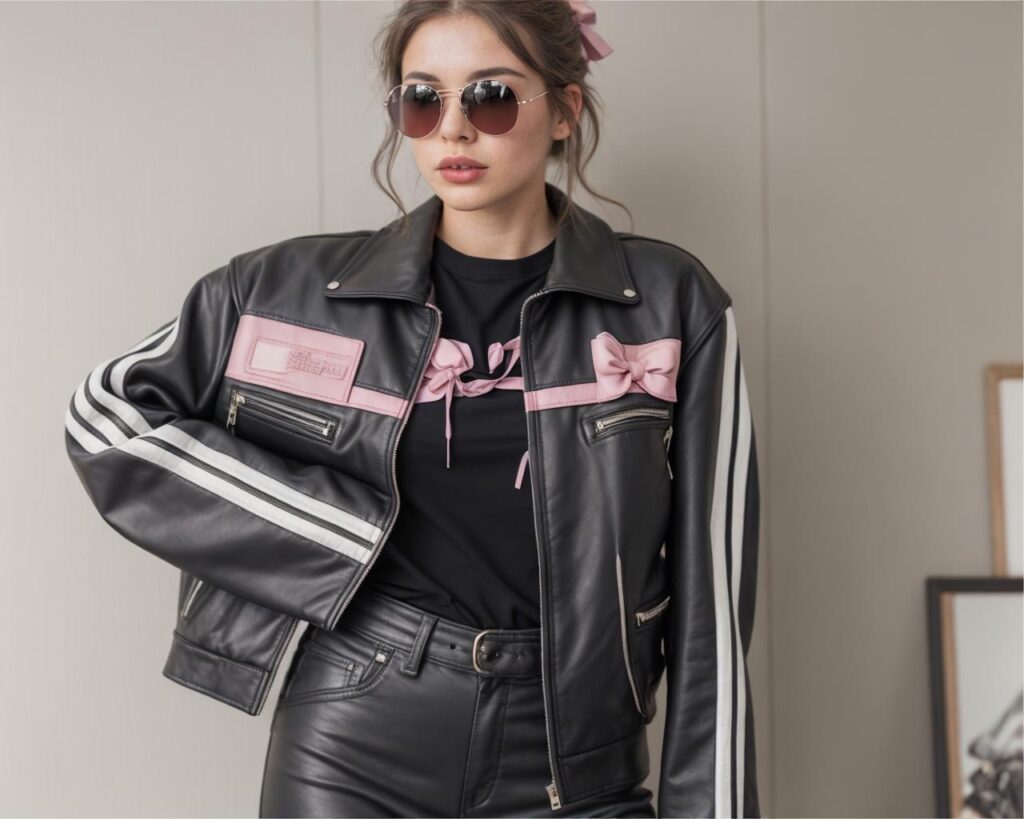 bow leather jacket