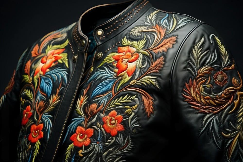 embroidered leather jacket