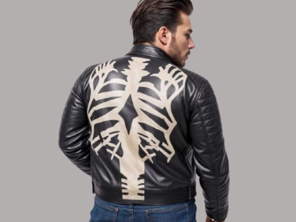 skeleton leather biker jacket